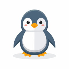 Naklejka premium Adorable penguin cartoon illustration with simple vector graphics and soft shadows