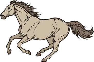 Realistic horses running illustration with natural motion. Detailed horses running artwork for wildlife themes. Lifelike horses running design with dynamic energy. High quality horses running image