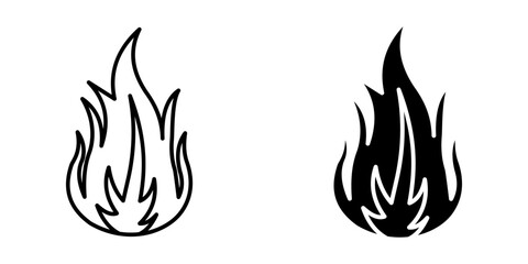 Flame Icon set. Symbol isolated white background. vector illustration. color editable.