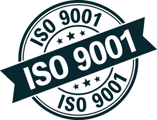 Obraz premium ISO 9001 certified quality management system vector stamp seal and ribbon badge design