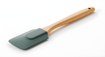 Spatula with wooden handle isolated on white background