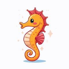 Fototapeta premium Whimsical Watercolor Seahorse Illustration with Playful Sparkles and Vibrant Colors