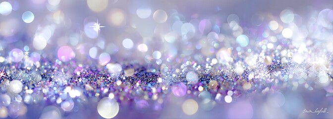 Abstract display of soft, pastel purple and white bokeh lights, creating a shimmering, ethereal effect