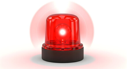 Emergency Alert Beacon: Red Siren Light on Base for Security, Safety, and Alarm Signaling