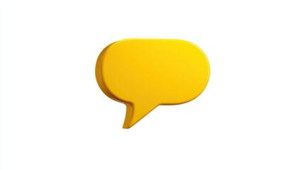 Bright Yellow Speech Bubble on Clean White Background Symbolizing Communication and Expression with a Cheerful and Playful Vibe Perfect for Social Media