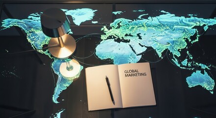 Luminous World Map Desk: The Command Center for Global Marketing Strategy