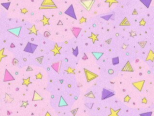 Pastel geometric pattern with stars and triangles.  