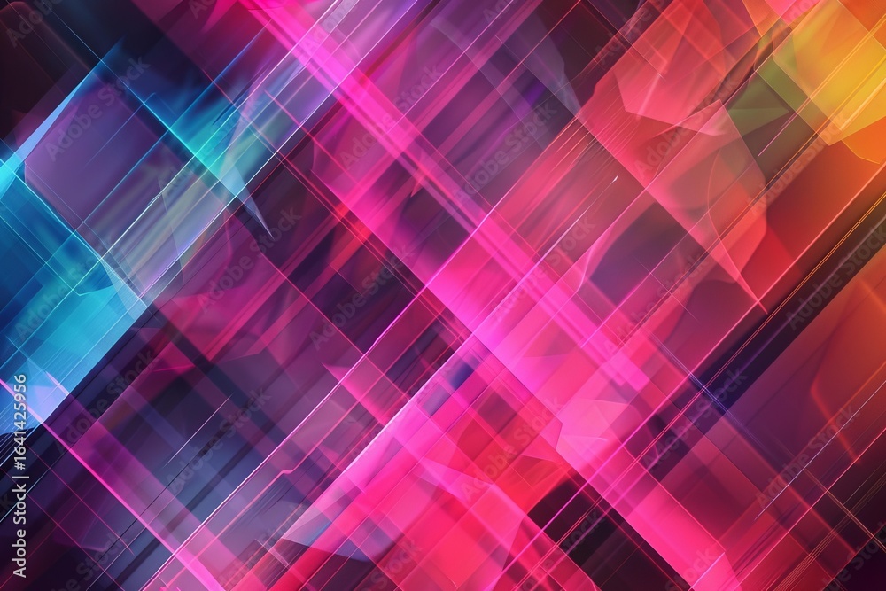 Wall mural pink and blue intersecting lines create a dynamic composition, ideal for modern and futuristic proje