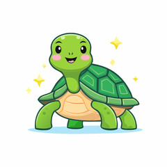 Obraz premium Delightful illustration of a charming green turtle with a cheerful expression
