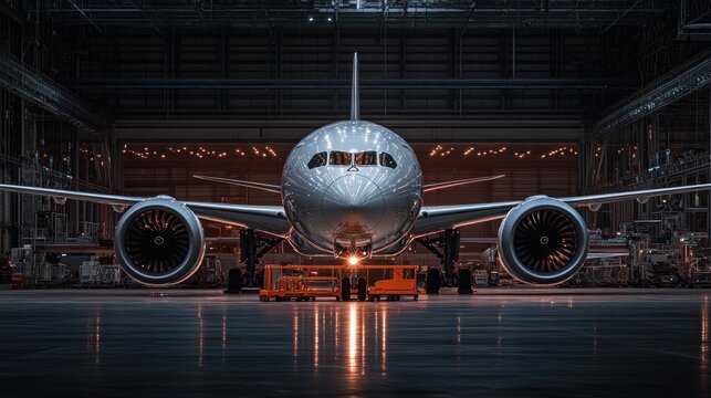 Boeing 787 Dreamliner in Hangar: A Majestic Aircraft