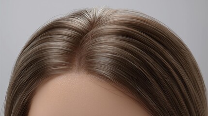 Naklejka premium Close-up of beautiful hair with highlights and smooth texture, perfect for beauty themes.