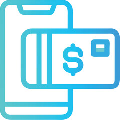 Fototapeta premium Vector art of mobile payment icon with credit card and dollar symbol, representing digital finance and online transactions