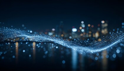 Futuristic Smart City Communication Glowing City Background with Data Technology Visualization