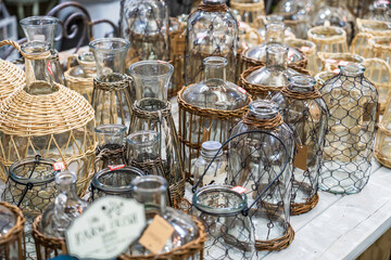 Captivating Collection of Vintage Glass Bottles in Rustic Displays