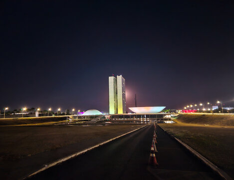 Beautiful view to modern architecture National Congress building towers in Bras&iacute;lia, capital city of Brazil