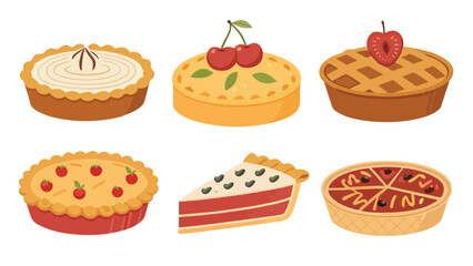 Pie illustration vector design, Pie logo and icon design, Set of Pie vector design, Cake illustration vector design
