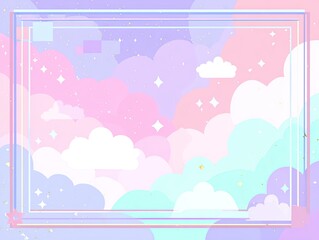 Pastel cloud scape framed by a double border. 