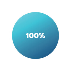 100 percent pie chart. Isolated symbol. Vector gradient element. Infographic sign. Illustration, icon for business, finance, report, web design, download, presentation