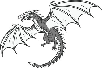 Realistic flying dragon illustration with detailed wings. Stunning flying dragon artwork for fantasy themes. Majestic flying dragon design with powerful features. High quality flying dragon image for