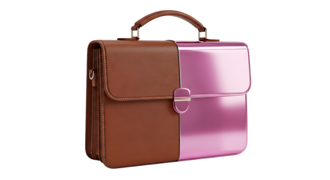 Modern twotone briefcase isolated on transparent background