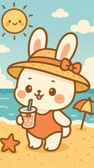 Cute bunny enjoying beach vibes.