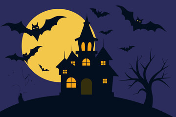 halloween background with haunted house