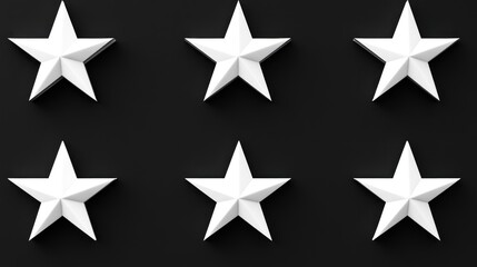 Obraz premium Six white stars on black background.