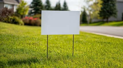 Blank Sign in Green Lawn Ready for Custom Message Display, Outdoor Advertising Space