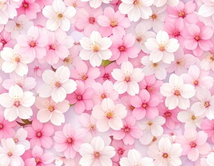 Vibrant pastel pink and white cherry blossom flowers densely packed together creating a soft, delicate, and beautiful floral pattern perfect for sp designs