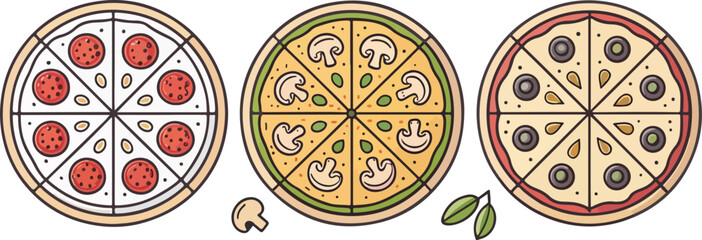 Pizza Illustration vector design, Pizza Logo and icon design