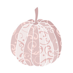 Elegant pastel pink pumpkin with shabby chic abstract pattern in flat vector style. Perfect for autumn decor, invitations, seasonal crafts, printable designs, and fall-themed digital products