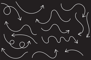 Hand drawn vector arrows doodle set on white background. design element vector illustration.