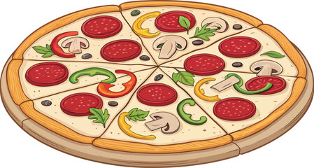Pizza Illustration vector design in white background, Pizza icon design