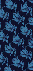 Elegant blue floral ornamental border vector
