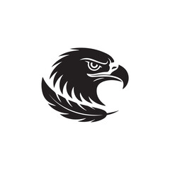 Fototapeta premium Stylized black silhouette of an eagle s head with feather detail