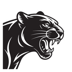 Fierce black panther roaring with sharp teeth