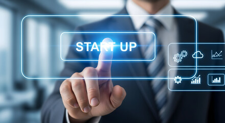 Fototapeta premium Launch your startup with confidence using innovative technology and strategic business planning now
