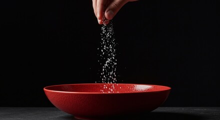 Chef Sprinkling Salt on Raw Meat Dish