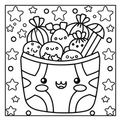 Cozy Halloween: Bold and Easy Coloring Page – Cute and Spooky Halloween Illustration Featuring Pumpkins, Ghosts, Bats, Haunted House, and Autumn Elements for Relaxing Coloring Fun for Kids and Adults