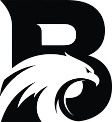 Bold black letter B with white eagle head abstract animal