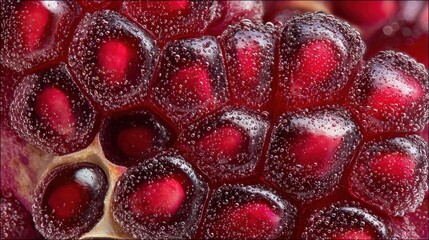 Close-up Pomegranate Seeds, Juicy Texture, Red Fruit, Macro Photography, Food Photography