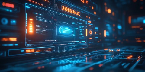Virtual touchscreen with interactive search bar glowing