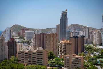 Cityscape of Benidorm by the Mediterranean Sea on a Sunny Day