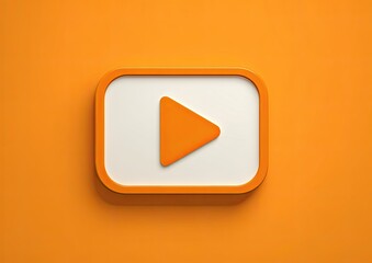 Orange play button icon, 3D style (1)