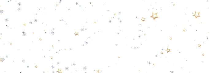 Festive winter background with gold stars and snowflakes. Perfect for holiday cards and websites.