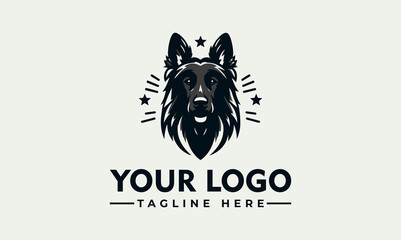 Bold Black Vector of German Shepherd Dog Head Silhouette.