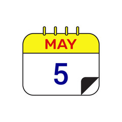 5 may calendar icon vector design illustration