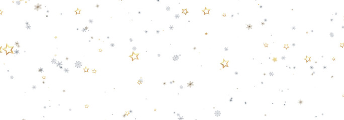 Festive winter background with gold stars and snowflakes. Perfect for cards, websites, and more!