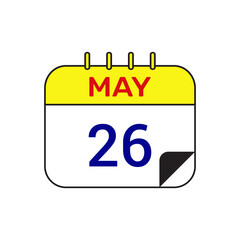 26 may calendar icon vector design illustration