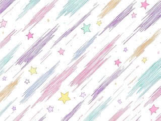 Naklejka premium Pastel-colored, diagonal brushstrokes with scattered stars on a white background